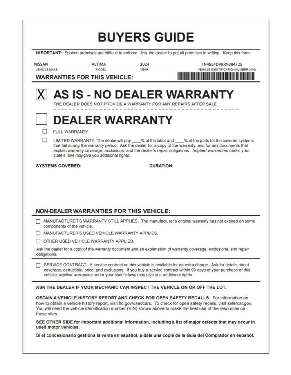 2024 Nissan Altima 2.5 SV