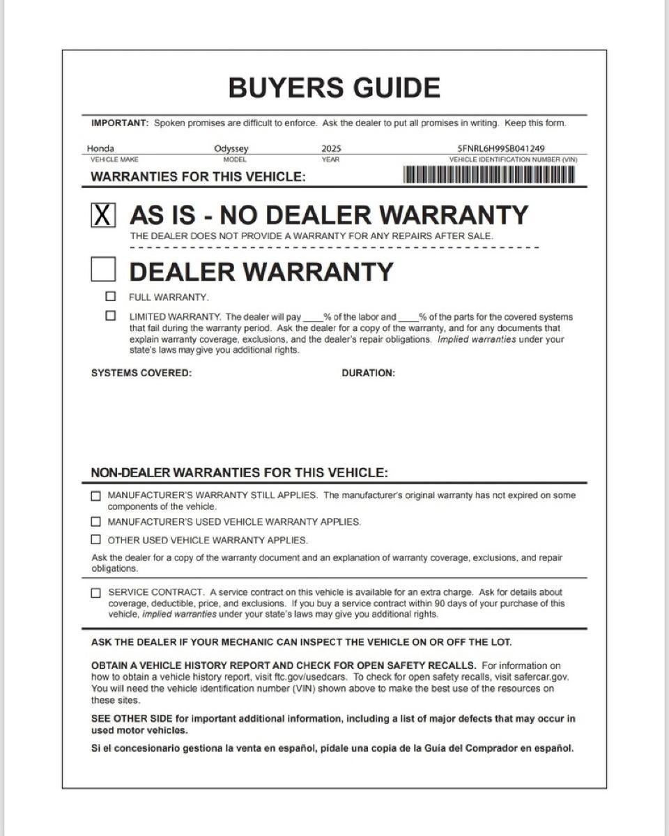2025 Honda Odyssey Elite