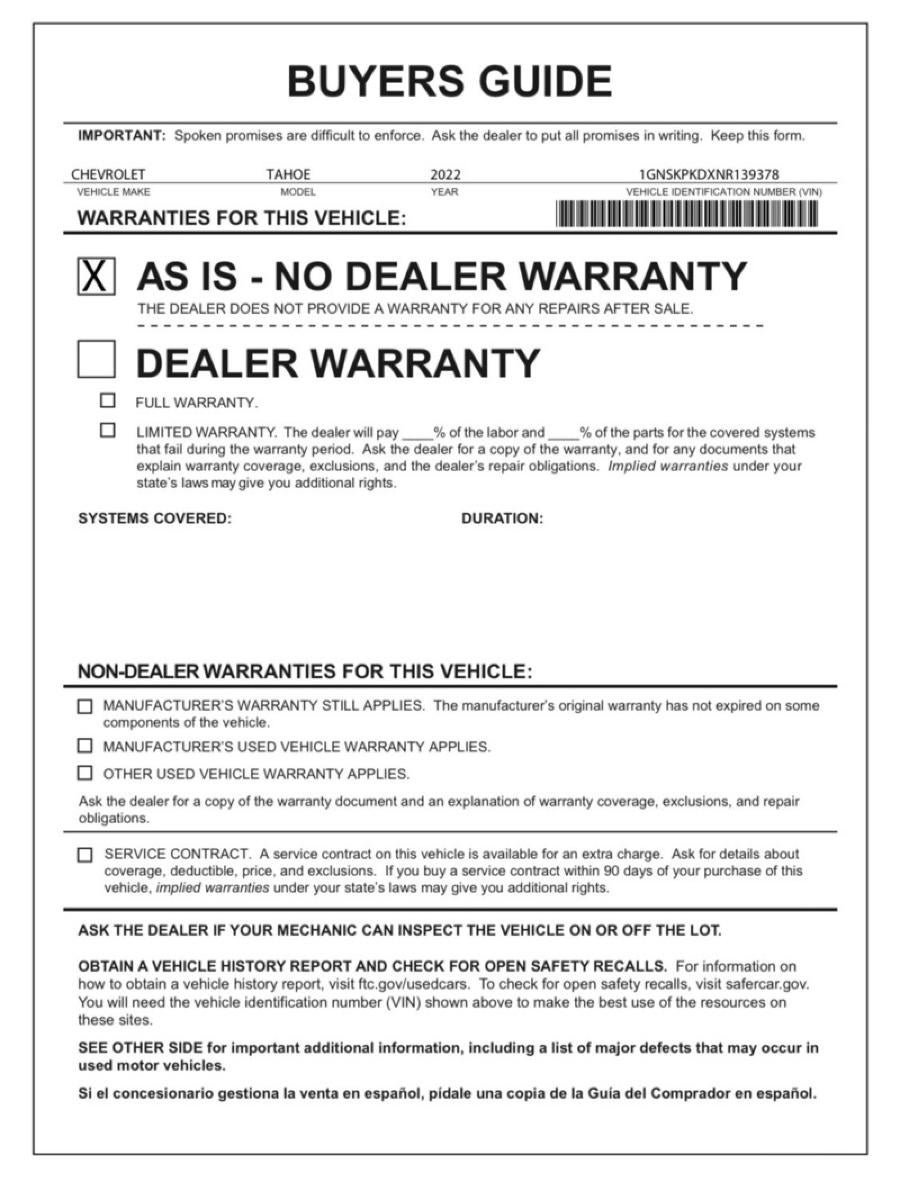 2022 Chevrolet Tahoe Z71
